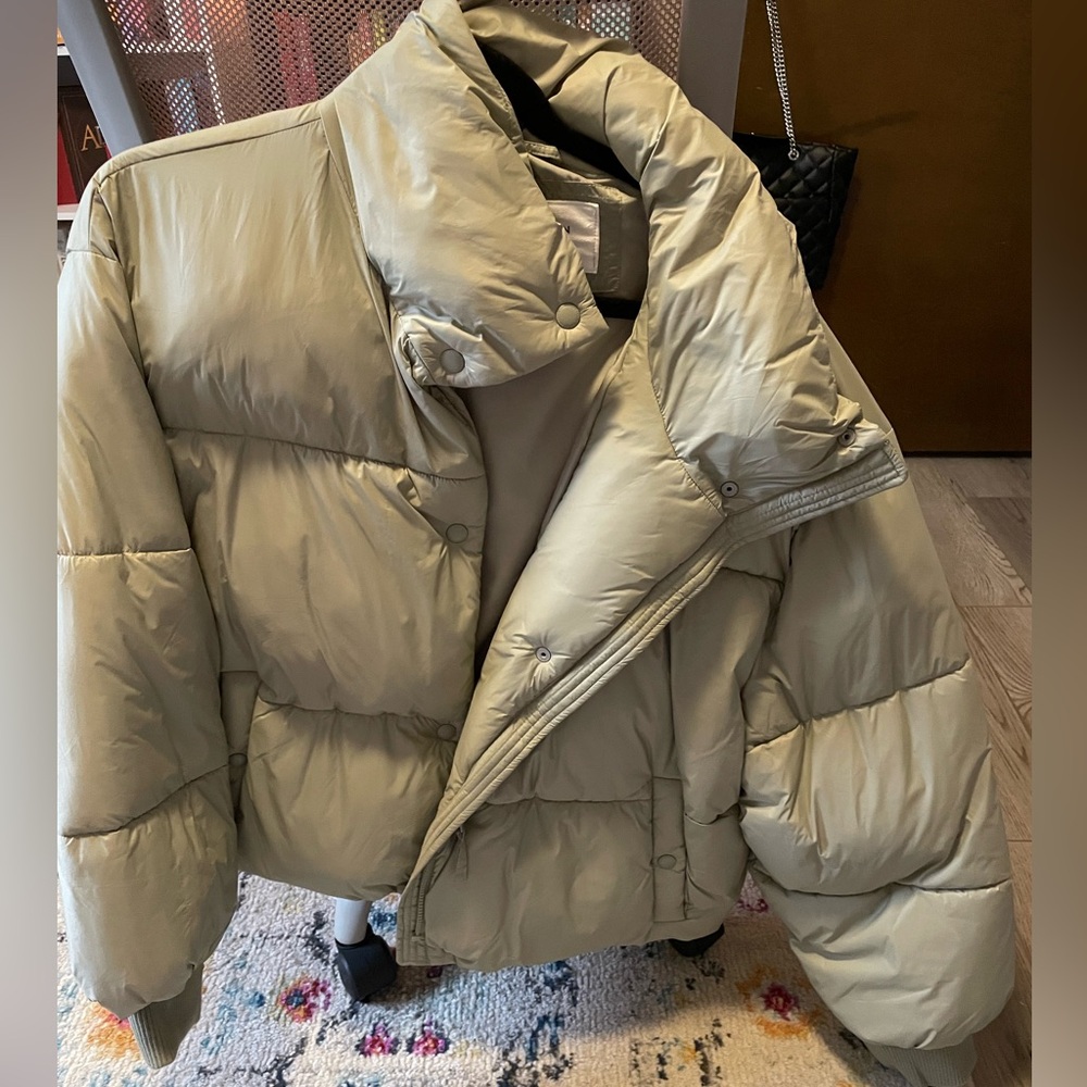 Sage green American Eagle puffer coat